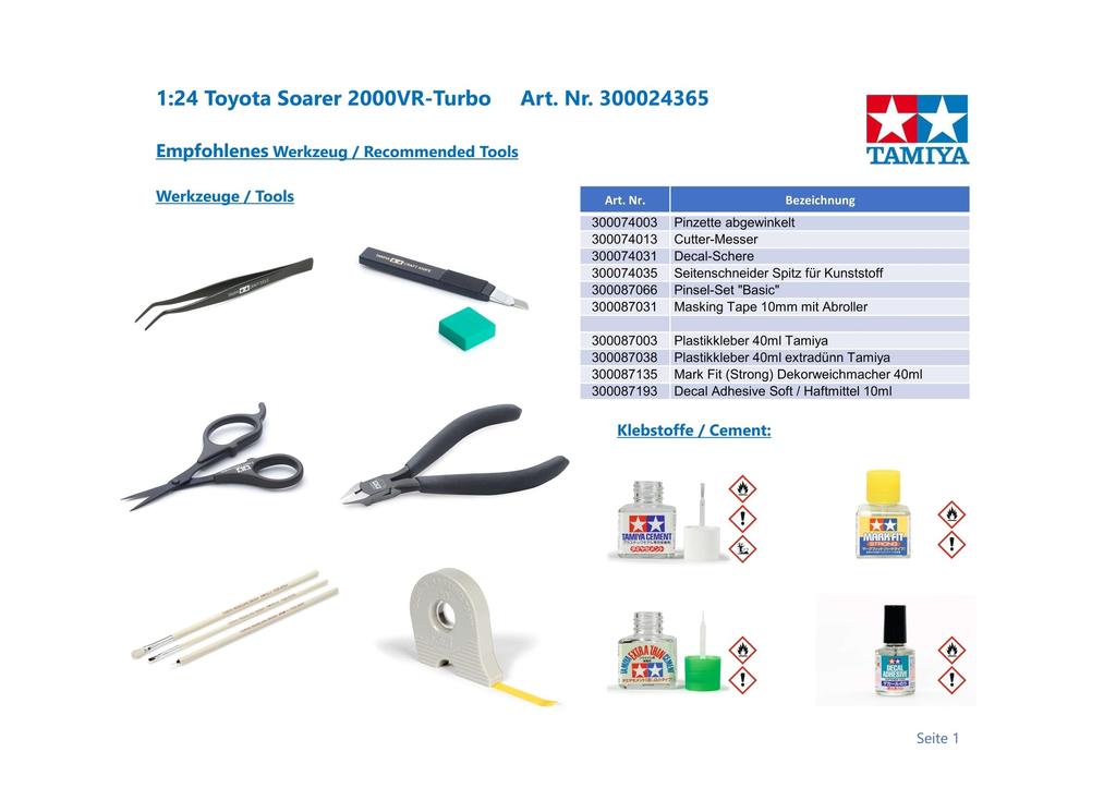 Tamiya Sports Car Series Toyota Soarer 2000VR Turbo Plastic Model 24365 1/24 No.365