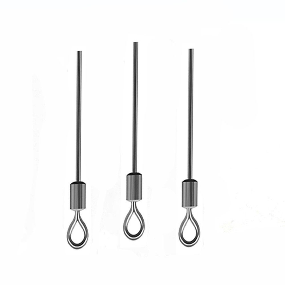 50pcs Stainless Steel Fishing Connector Pin Brass Barrel Hard Steel Wire Fishing Swivel Long Pole Rolling Connector