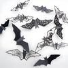 New Style 48PCS 3D Hollow Out Bat Sticker Mix Various Size Black Horror Bat Sticker Halloween Festive Atmosphere Decoration ZYF