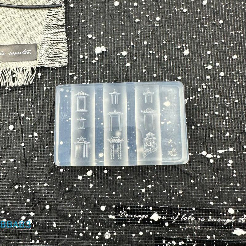Peacock Flower 3D Silicone Mold Nail Art Decor DIY Chinese Style Bridge Pavilion Love Locks Nail Templates Manicure Design Tool