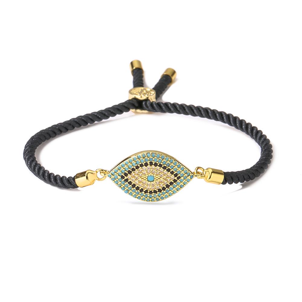 Pozłacana bransoletka z cyrkoniami i okiem proroka dla kobiet - Unikalna biżuteria w stylu INS