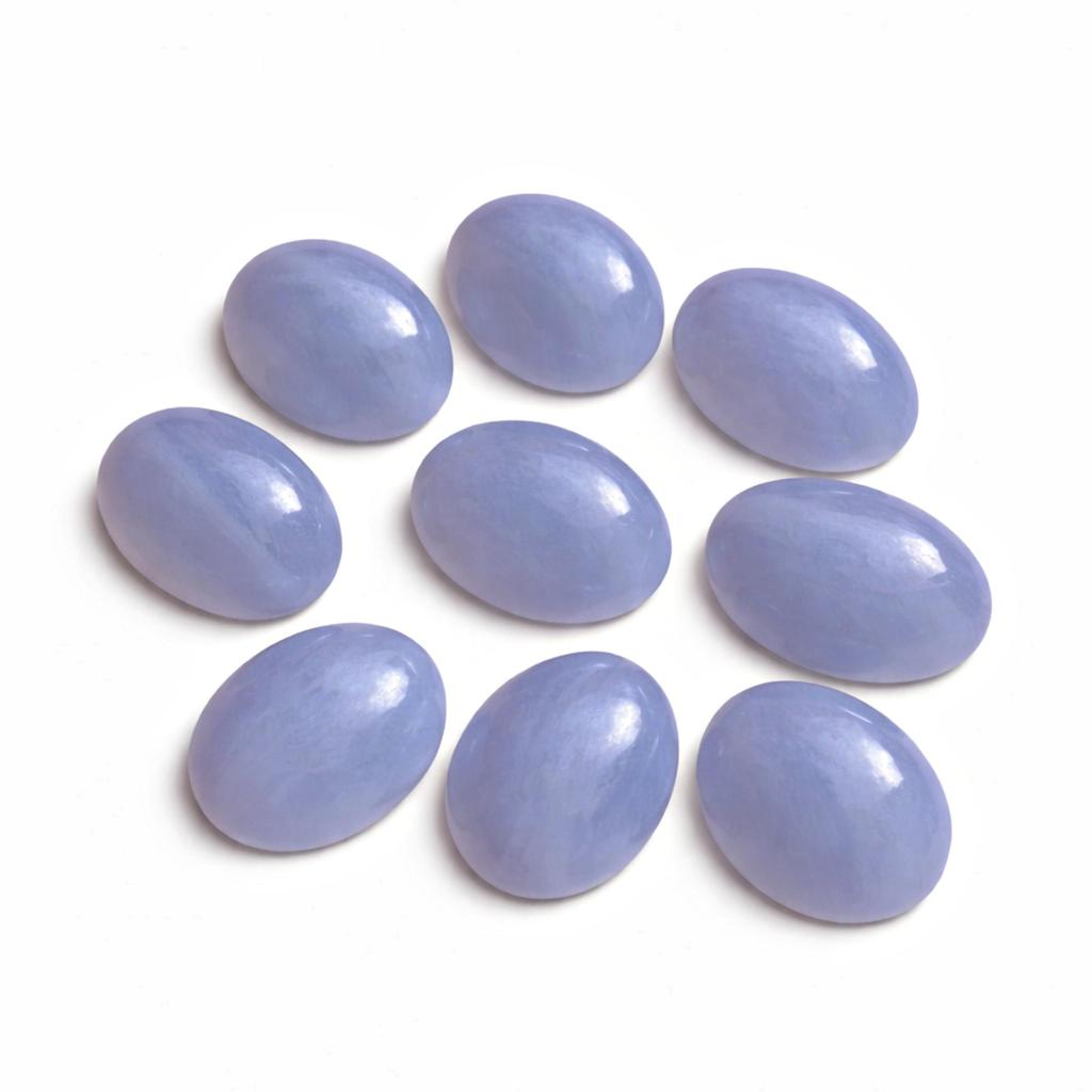 AAA+ Blue Lace Agate Cabochon Oval Flat Back Gemstone, Natural Blue Lace Agate Loose Stone for Jewelry Making