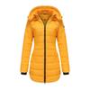 Women’s Hooded Jacket Cotton Padded Light Rain Water Resistant Zipper Closure Windproof Puffer Coats Hidden Side Pockets Winter Long Outwear