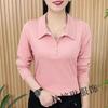 Women S Long Sleeve Polo Shirt Casual Slim Fit Solid Color Top
