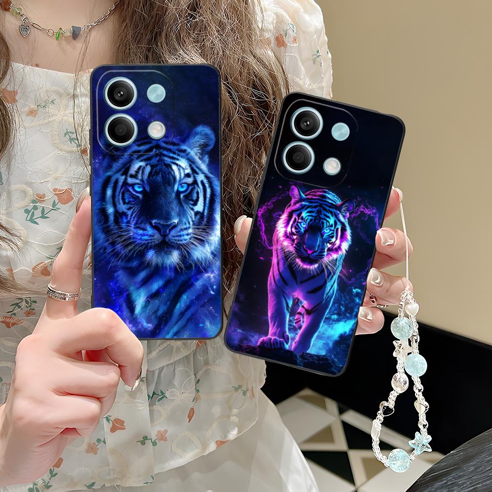 Tiger Neon Mobile Cell Phone Case for POCO M7 M6 M5 M4 M3 X7 X6 X5 X4 X3 Pro GT 5G Colorful Printing Cover Luxury Pretty Cover
