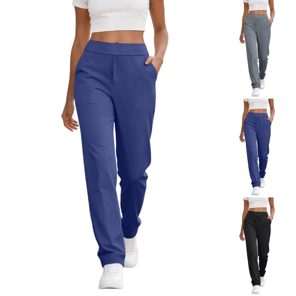 Pantalon décontracté et tendance pour femmes, ample en couleur avec poches