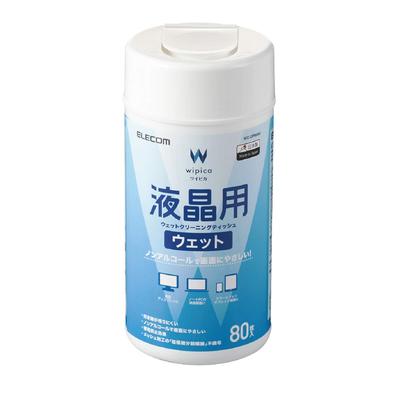ELECOM LCD Temizleyici Islak Mendil, 80 yaprak, LCD ekranlara karşı nazik alkolsüz tip, Japonya'da üretilmiştir WC-DP80N4
