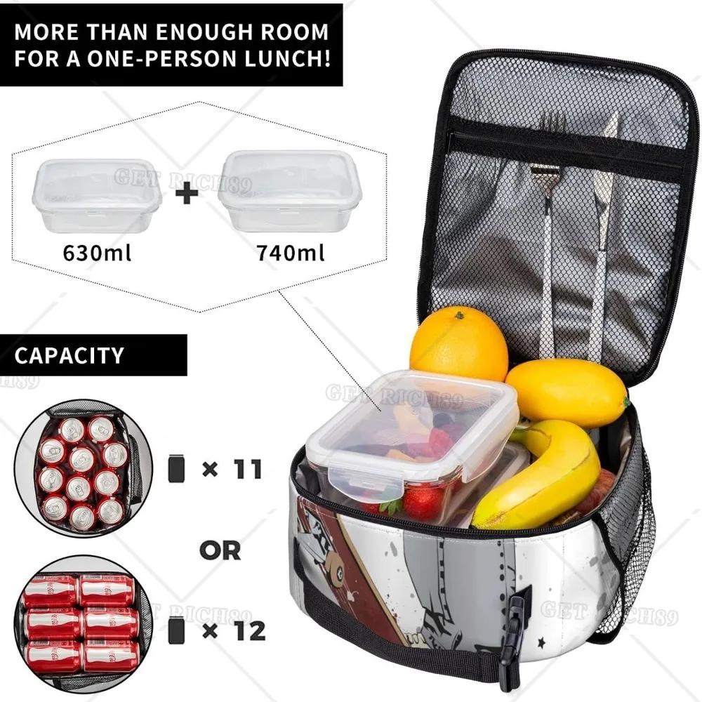 Skateboard cu picioare de băiat în adidași și blugi izolate geantă de prânz portabilă pentru femei/bărbați birou muncă școală picnic plajă