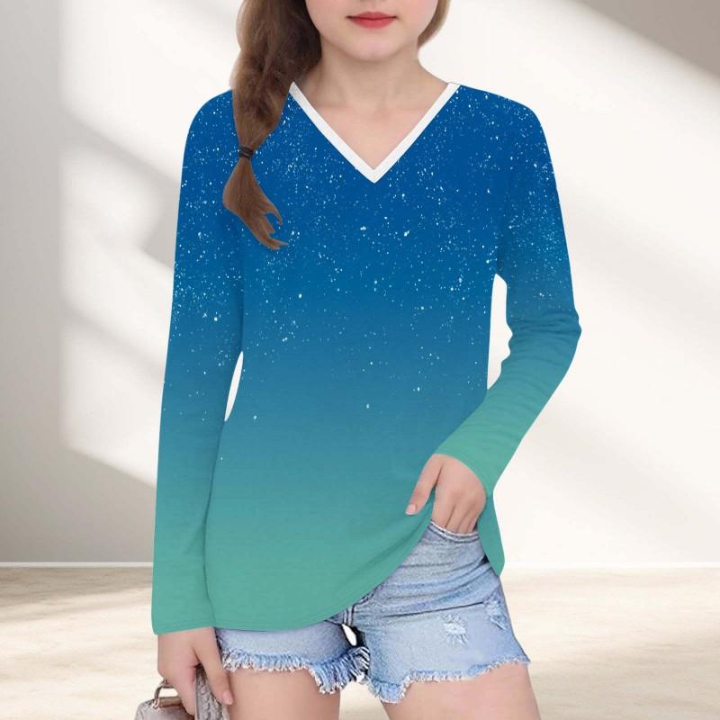 Womens V-Neck Long Sleeve Loose Fit T-Shirt With Polka Dot Print Casual Oversized Top Daily Wear