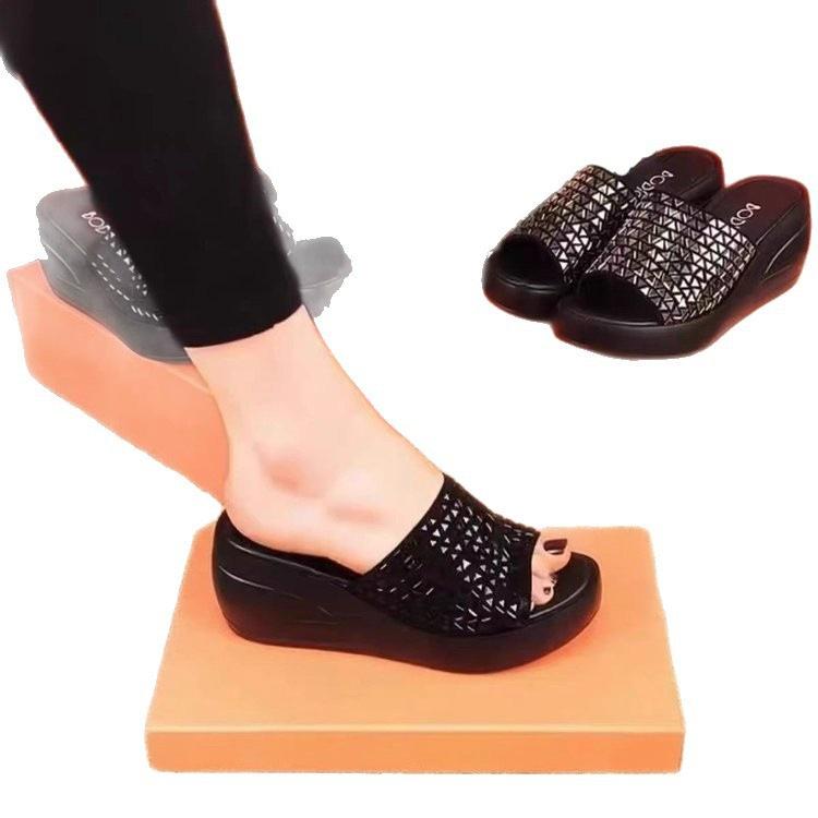 Round head platform sandals summer new soft sole heightening high heels French high heels