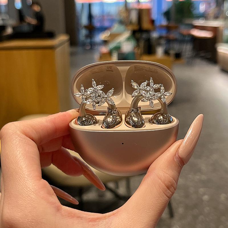 Auricolari Huawei Freeclip2 Custodia Protettiva Decorata a Fiocco Ciondolo con Fibbia a Diamante