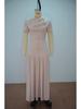 2026 Spring European & American Elegant Waist-Cinching Short Sleeve Solid Color Scarf Collar Dress