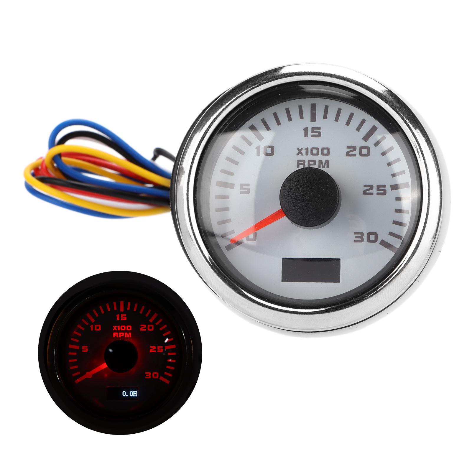 

52mm Pointer Tachometer Gauge Red Backlight Universal for Motorcycle Truck Boat Gasoline Engine 9‑30V
