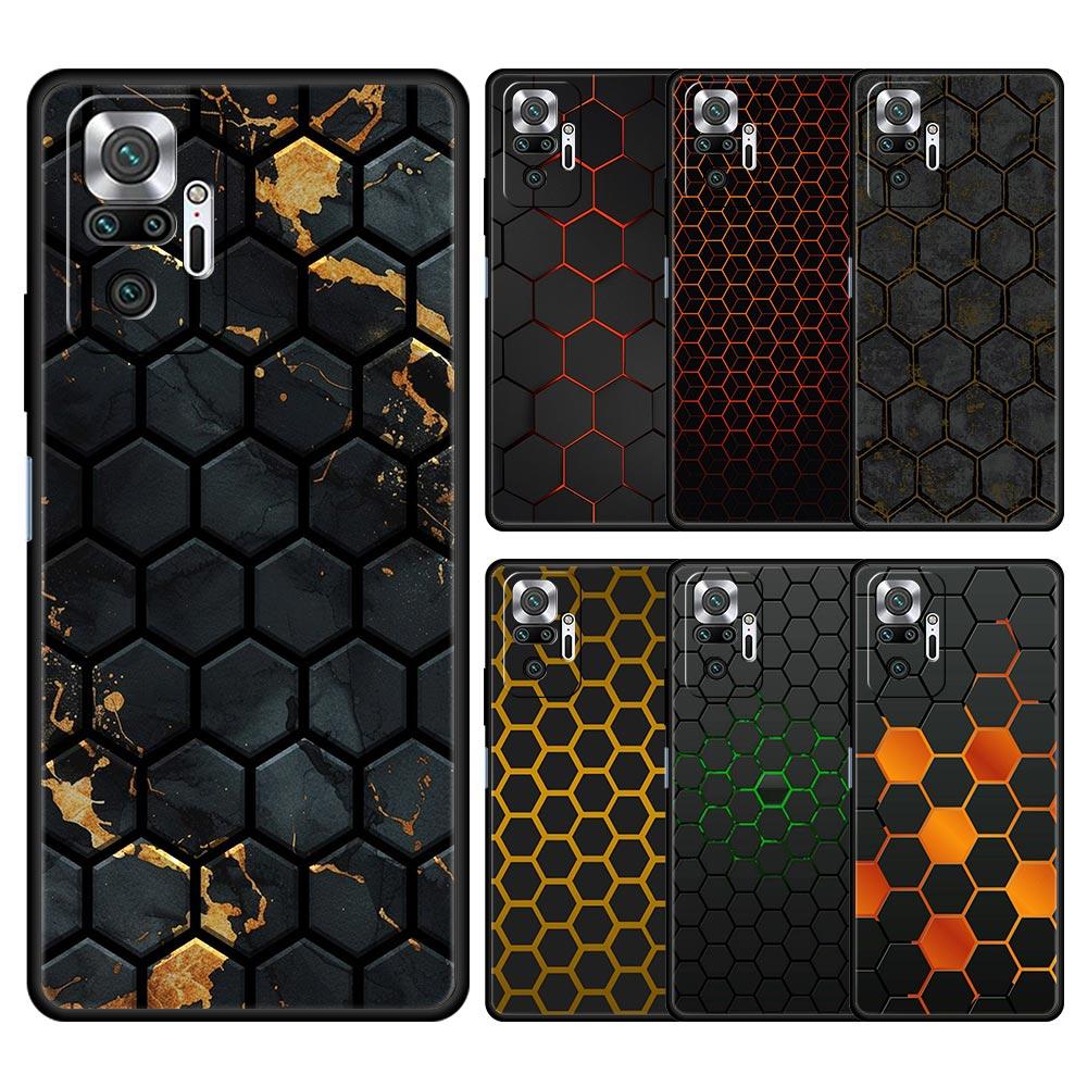 Phone Case For Xiaomi Redmi Note 14 13 12 Pro Plus 5G 9S 9 10 11 4G 14C 13C 12C 10C 9C 9A Soft Cover Honeycomb Pattern