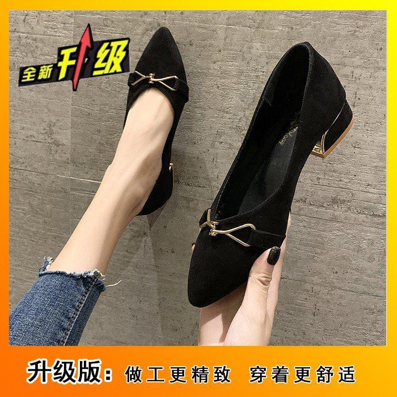 Black pointed metal buckle comfortable and not tired feet shallow mouth single shoes French temperament work shoes women's 2025 summer and autumn new
