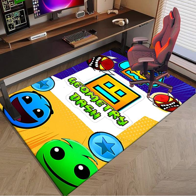 Geometry Dash: Tanze zum Beat Teppich für den Boden, Büroteppich, Stuhlmatte, Dekorations Teppich Wohnzimmer Schlafzimmer Matte, Große Größe Fan Geschenke Weihnachtsgeschenke