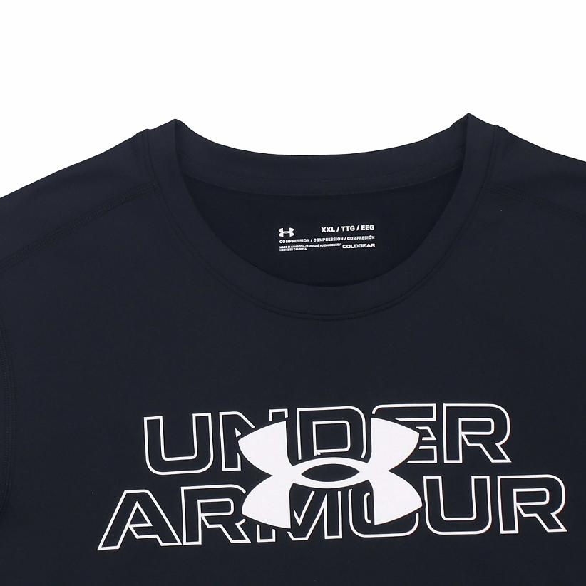 Under Armour Camiseta de Compresión Deportiva de Manga Larga para Entrenamiento con Cuello Redondo para Hombre Tops Negro 1369728-001