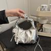 Beaded Bow Solid Color 2 New Casual Simple Design Chain Fold Work Small Carry Handbag Bag Woman