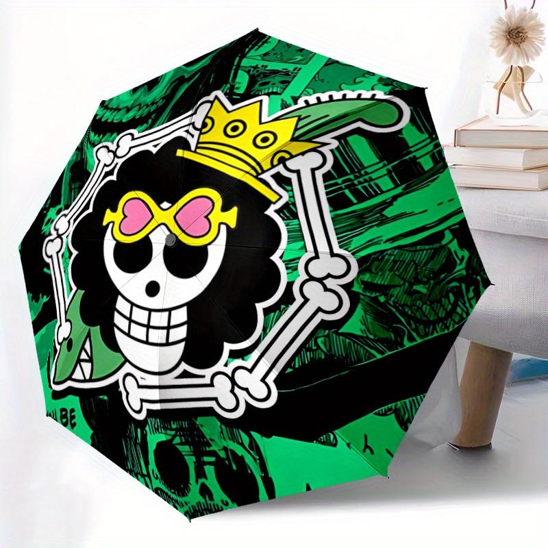 One Piece Skull Automatic Folding Umbrella, Self-Opening/ Closing, Durable Windproof Travel Umbrella for Outdoor Adventures A0826005