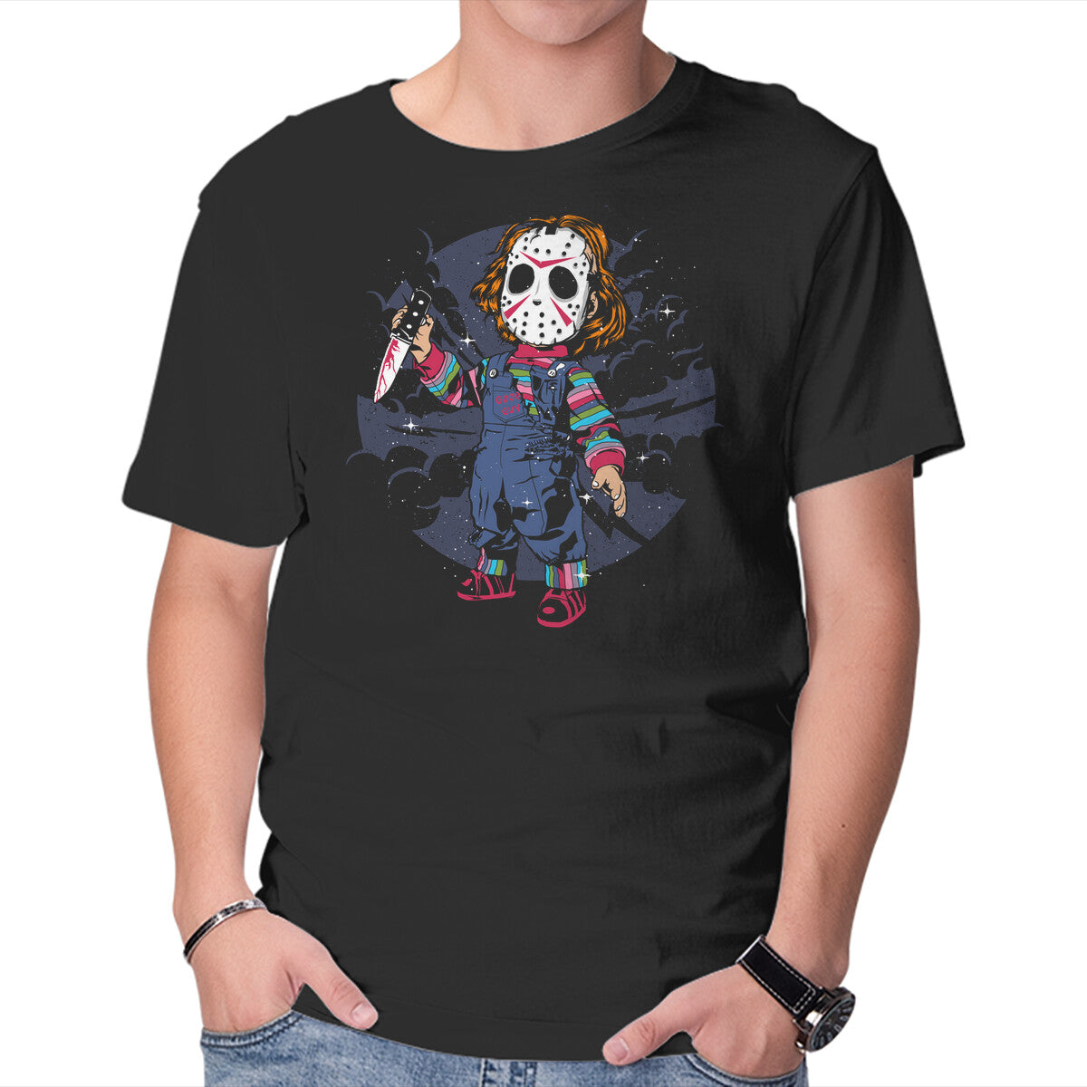 Unisex Crew Neck T-Shirt Retro Chucky Graphic Short Sleeve Casual Tee M