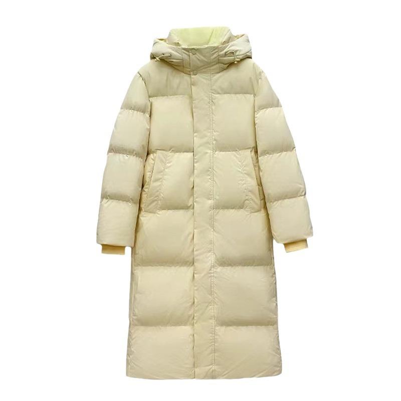 Langer Daunenbaumwollmantel für Damen, Knielanger Baumwollmantel, Neue koreanische Version, Lockere, verdickte Baumwolljacke, Wintermantel