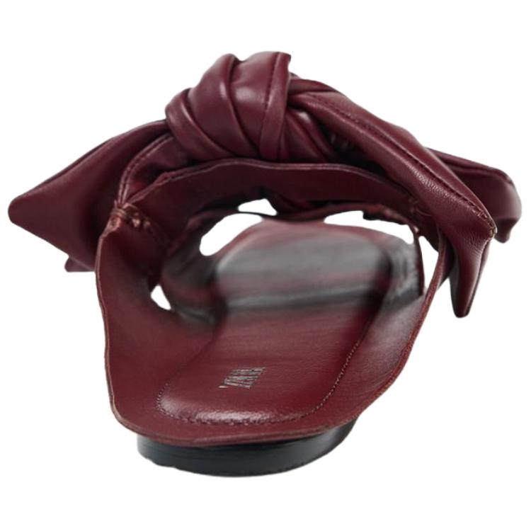 Zara Bow Decor Anti-Rubbing Slide Sandals Women Footwear Crimson 3600610624