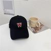 W letter deep top wide brim baseball cap sunshade women's spring and summer large head circumference peaked cap showing small face soft top men