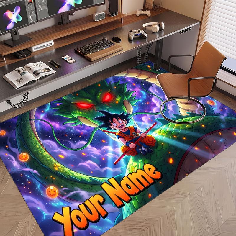 Custom Name Crystal Velvet Rug,Dragon Ball Comfortable Anti Slip Floor Mat For Room Decoration
