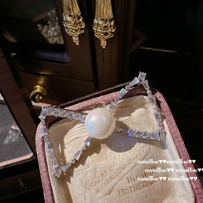 Mermaid Bubble, Pearl Jewel Brooch, Tahiti, Bow Zircon Pearl Flower Brooch