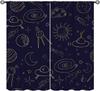 Solar System Window Curtains, Outer Space Space Astronaut Galaxy Window Treatments for Kids Boys Girls Bedroom Living Room