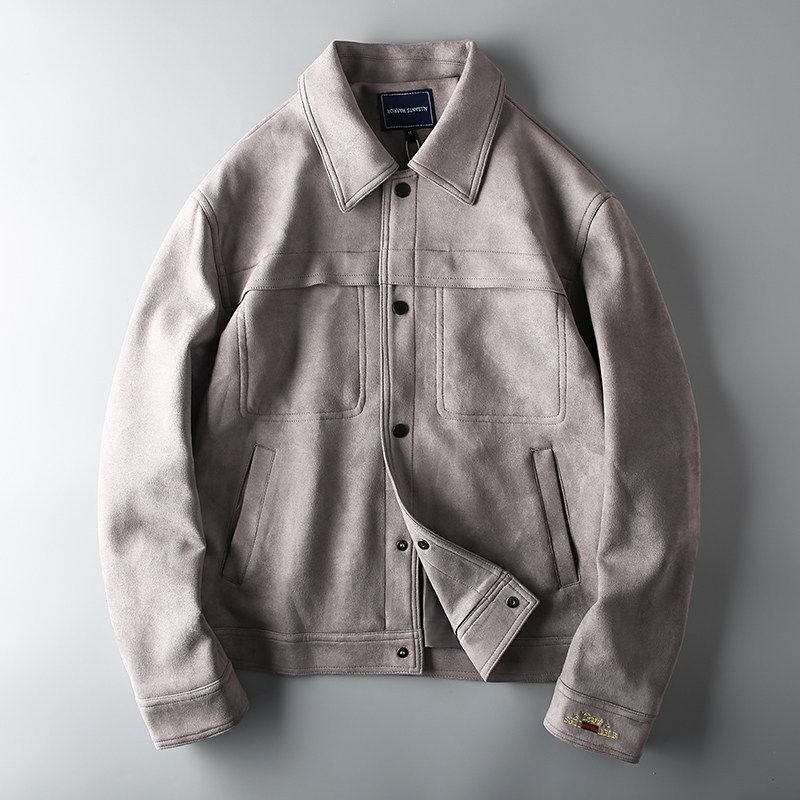 Men s Suede Jacket Light Gray L
