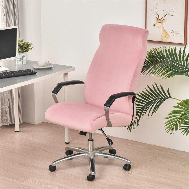 Soft Velvet Office Chair Covers Elastic Computer Chair Cover Non-Slip Gaming Seat Slipcover with Zipper Washable Chair Protector