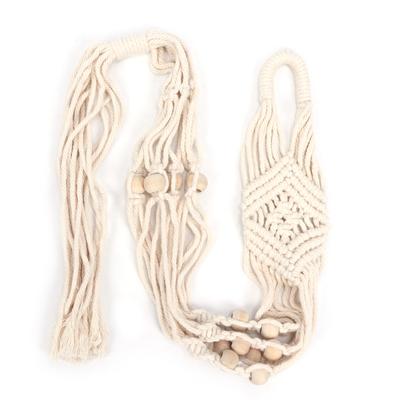 Colgador de Plantas de Algodón con Patrón de Cuerda en Rombo con 12 Cuentas Soporte Colgante para Maceta para Decoración del Hogar