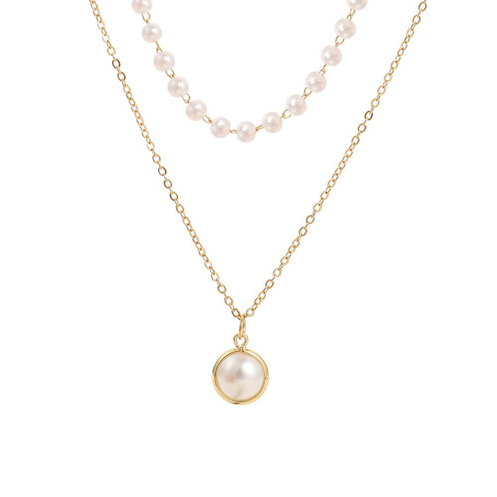 Women's Necklace Simple Style Double-deck Elegant Small Pearl Necklace