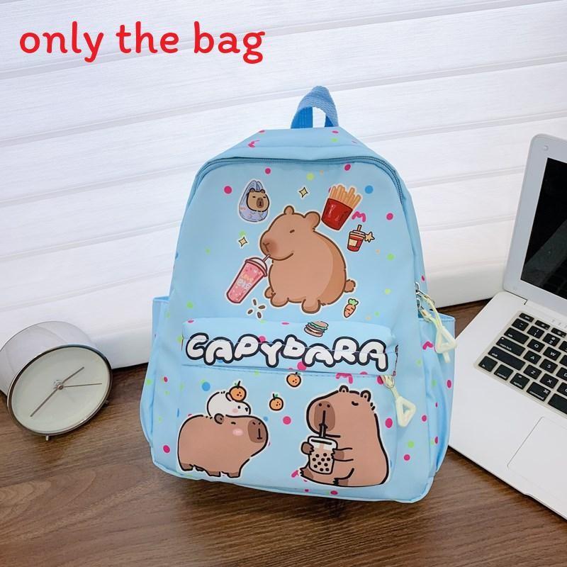 

Drinking Capybara Cute Milk Tea Bcrocodile Fries Cartoon Pattern Kid Backpack