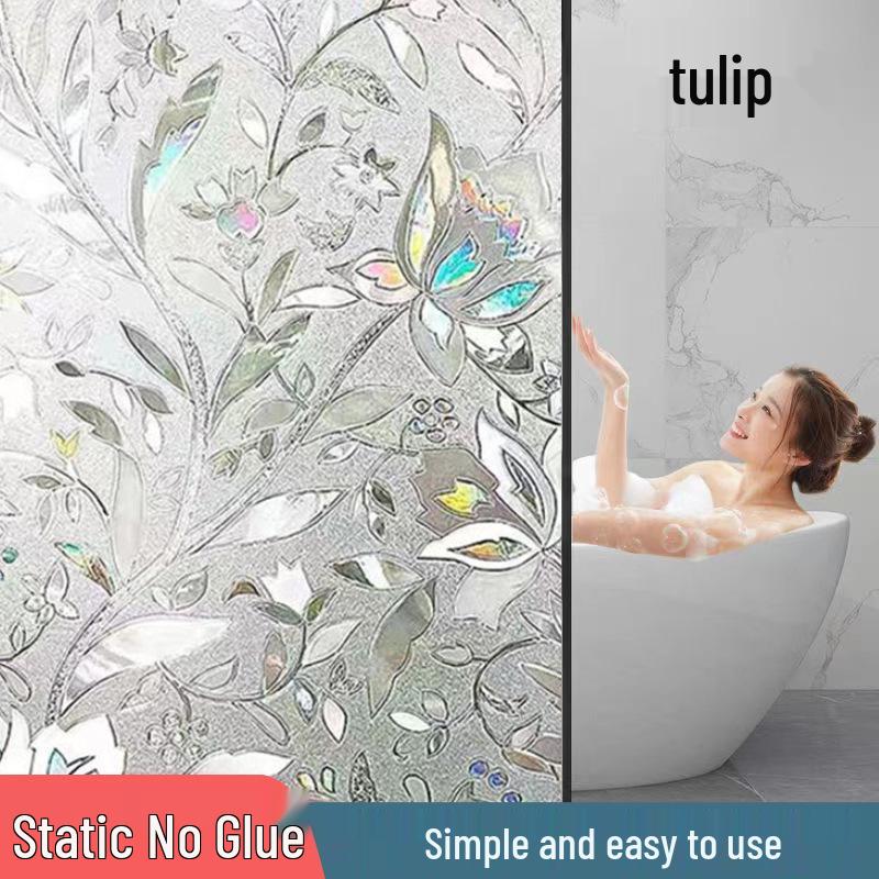 Frosted Glass Stickers: Light-Transmitting & Opaque Electrostatic Film for Bathroom Privacy.