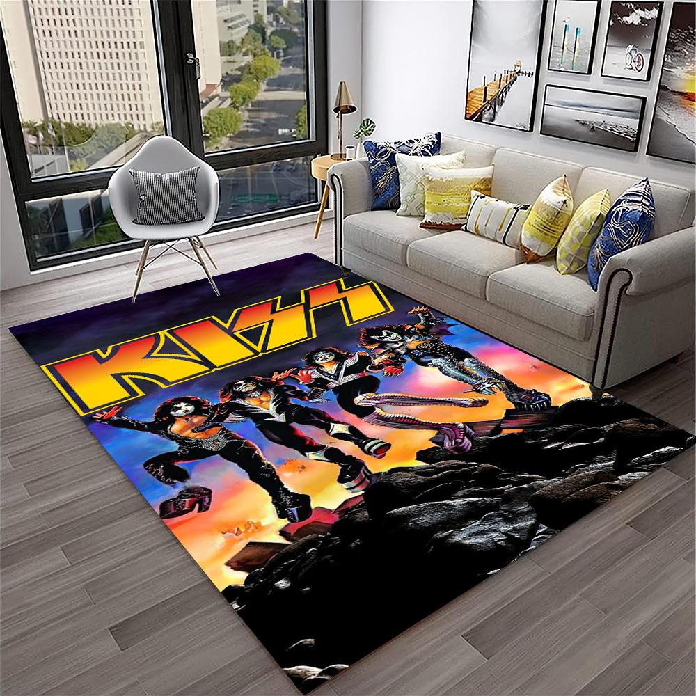 

Ретро KISS Rock Band Килимок для дому Вітальня Спальня Ігрова кімната Диван Кухня Декор придверних килимків, Дитячий килимок Нековзкий килимок 200x160cm