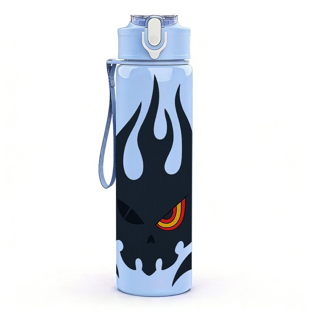1PC Black Flame Symbol Art 750ml Color Plastic Sports Water Bottle Leakproof Flip Straw Lid Suitable for Sports Office Home Use