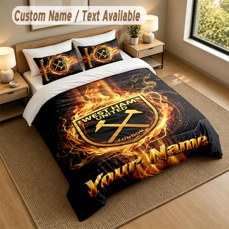 Bedding Set 1 Duvet Cover 2 Pillowcases West Ham United FC Print Soft Bed Linen Bedroom Decor