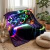 Neon Gaming Controller Theme blanket Lightweight Warm Flannel Blanket Decorative Throw Blanket for Home Decoration