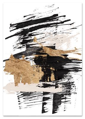 Poster Abstraktion Gold Schwarz Rosa