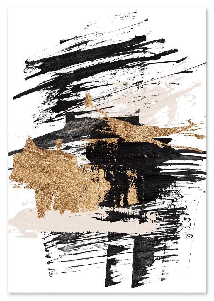 Poster Abstraction Gold Black Pink