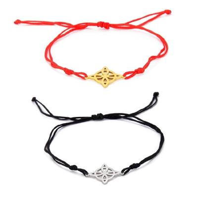 Bracciale con Ciondolo Nodo della Strega in Acciaio di Titanio per Donne Uomini Bracciale con Corda di Giada