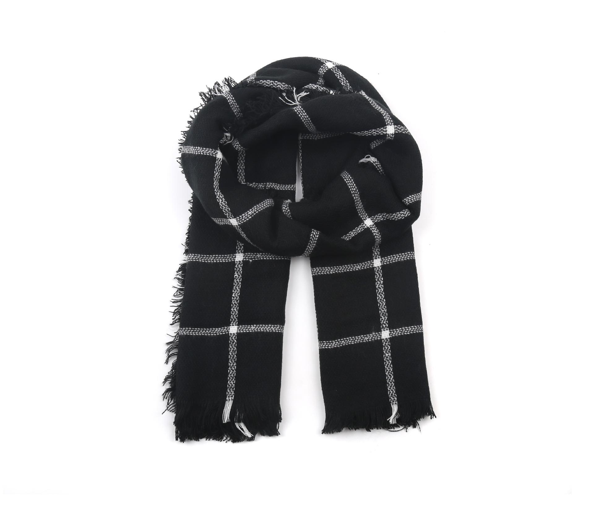 

Mary Autumn and winter large grid imitation cashmere red Korean version student plaid scarf shawl couple warm scarf 200*80cm чорний