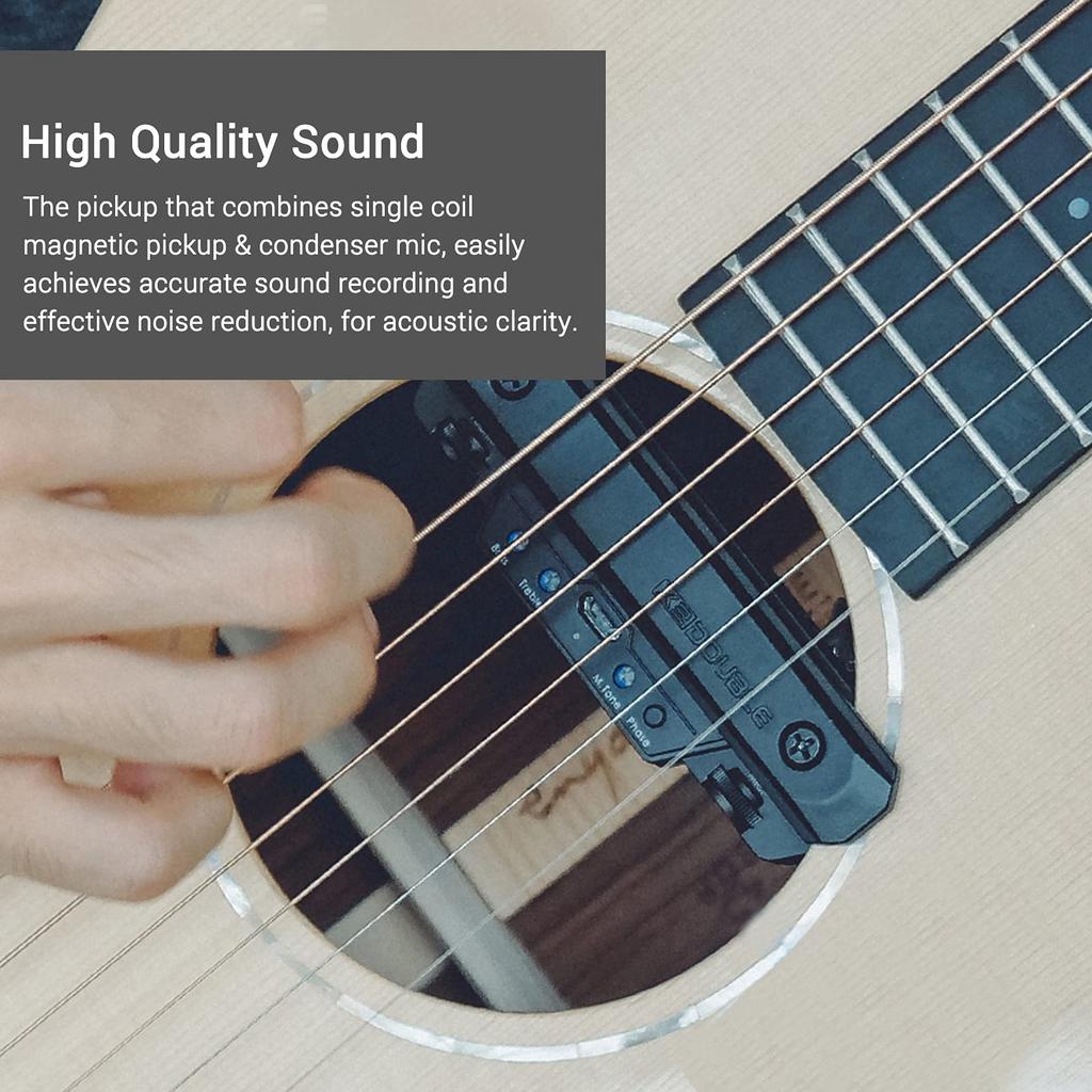 Beffin DOUBLE X0 Guitar Pickup Preamp Soundhole Pickup with Volume Tone Controls for Acoustic Guitar Musical Instrument Accessories &