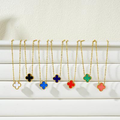 13mm High-Grade Four-Leaf Clover Titanium Steel Necklace Does Not Lose Color Female Necklace Lucky Grass Collarbone Chain
