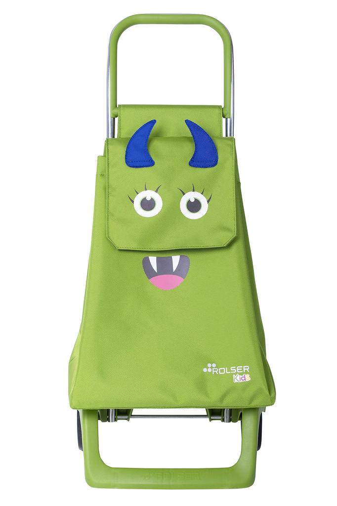 Rolser Kids Plastic Eater Shopping Smooth Over Made In Spain Cart, Green, 29L, RS-KidsGR, Compact, Quiet, Lightweight, Steps,