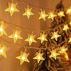 Christmas String Lights LED Acrylic Clear Star Snowflake Xmas Tree Long Lamp Strings Light Hanging Ornaments Home Party Decor