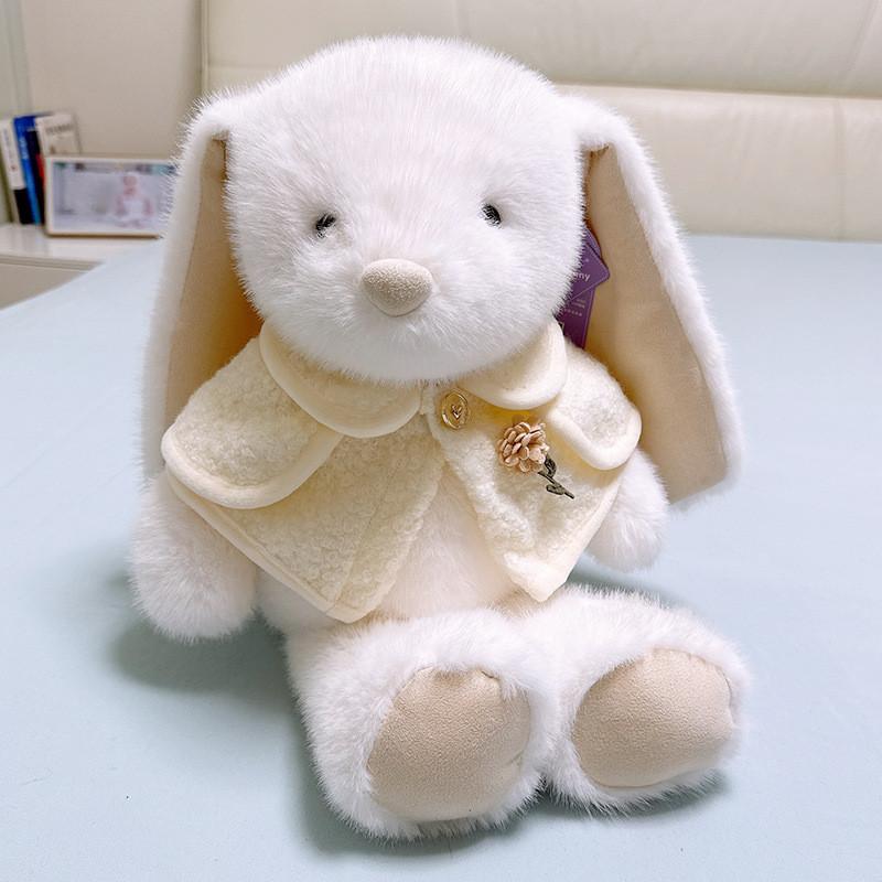 Plush Rabbit Stuffed Animal Sitters With Cloak And Flower Decor For Girls Gift And Home Decor