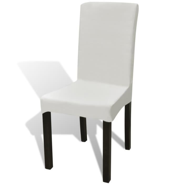 6 housses de chaise dos droit extensibles crème
